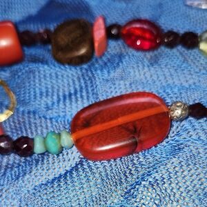 Elegant Red and Brown Beaded Necklace
